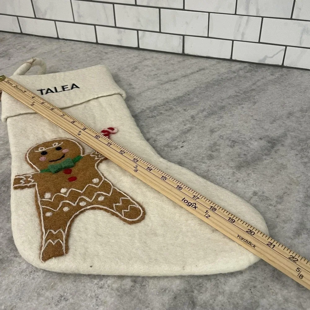 West Elm Christmas Stocking White Gingerbread Man Christmas Talea Name Kids